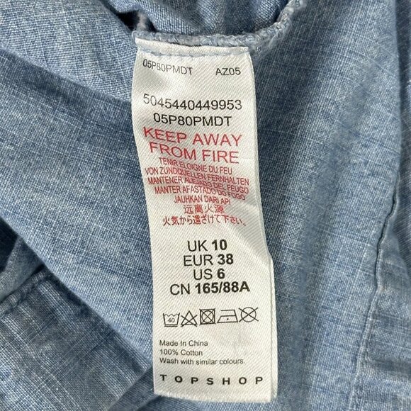 Topshop Ruffle Sleeve Chambray Button Front Dress - Picture 8 of 10